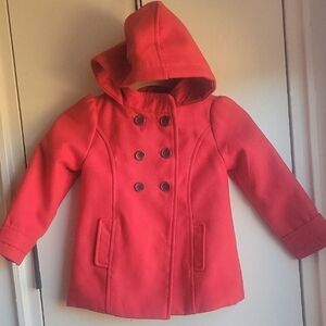 Old Navy Kids Bright Red Hooded Pea Coat